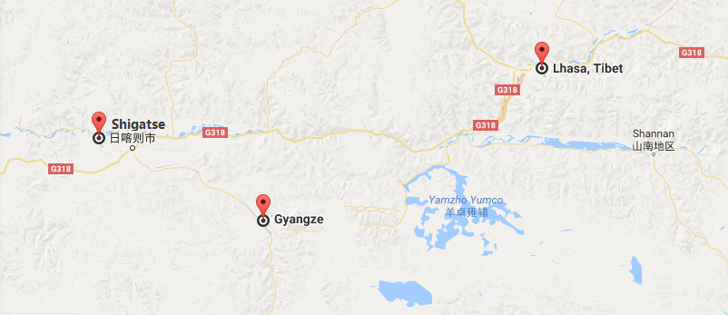 6 Days Lhasa & Shigatse Group Tour Map