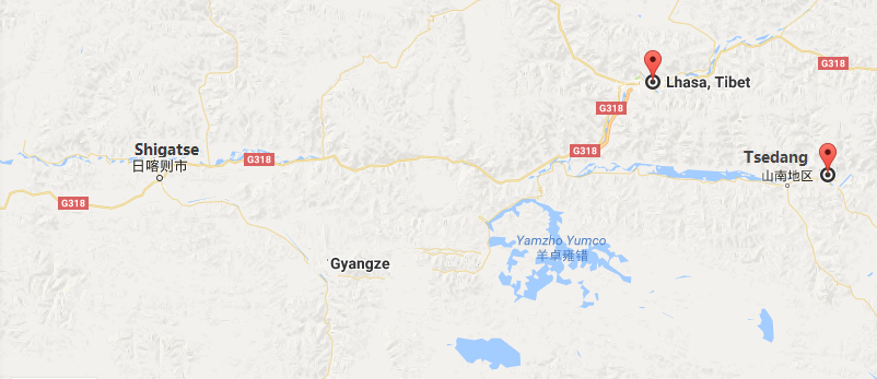 6 Days Lhasa & Tsedang Tour Map