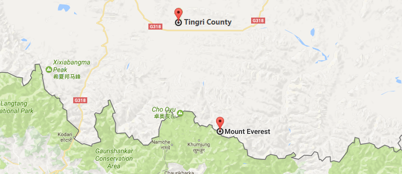 12 Days Tingri to Everest Base Camp Trek Tour Map