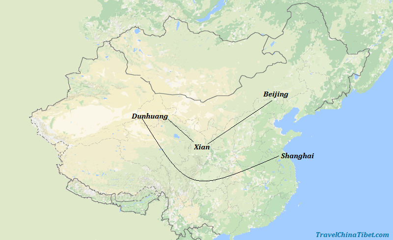 10 Days Silk Road Tour with China Golden Triangle Map