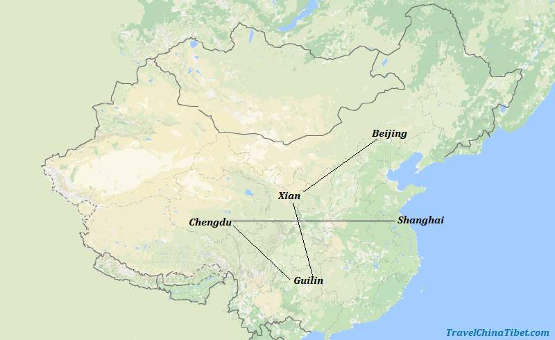 13 Days Essence of China  Map