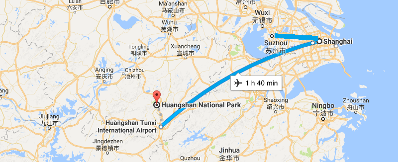 7 Days East China Garden Tour with Mt.Huangshan Climbing  Map