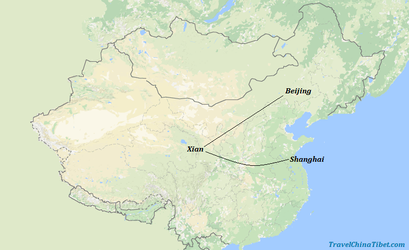 8 Days Best of China Tour from Shanghai Map