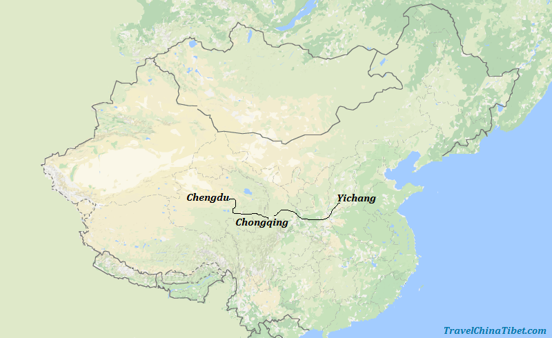 8 Days Chengdu & Leshan & Emei & Yangtze Cruise Tour Map