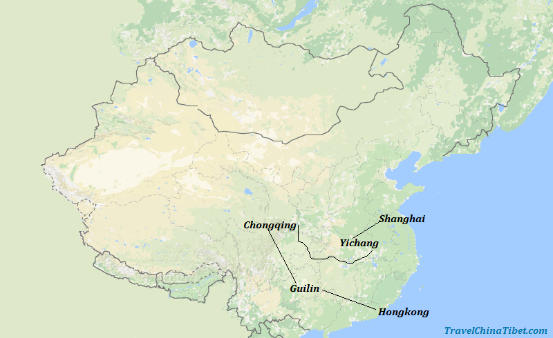 11 Days HK & Guilin & Yangtze & Shanghai Map