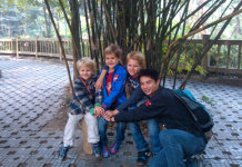 Bruce and 3 lovely kids at Chengdu Panda Base